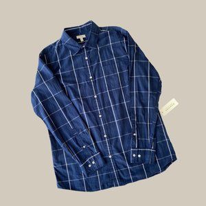 NWT Sonoma Navy Plaid Long Sleeve Shirt